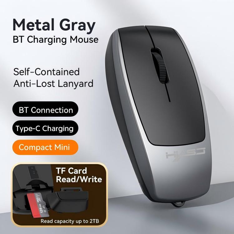 HXSJ M109 Mini Wireless Mouse, 3D Right, TF Card Reader, 4D Mute Buttons(Grey) - Wireless Mice by HXSJ | Online Shopping UK | buy2fix