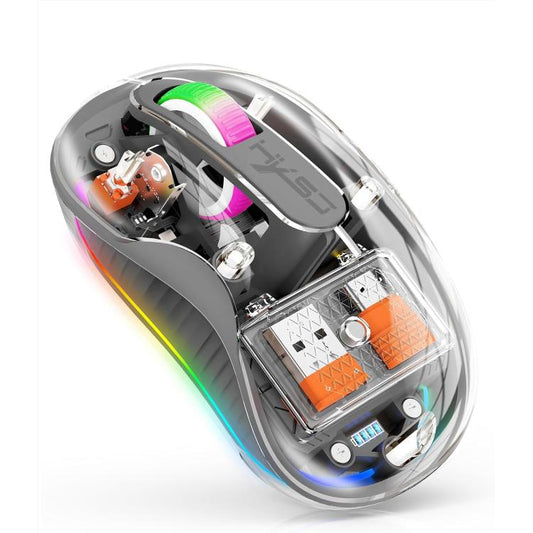 HXSJ M333 Three Modes Transparent Wireless Mouse(Space Grey) - Wireless Mice by HXSJ | Online Shopping UK | buy2fix