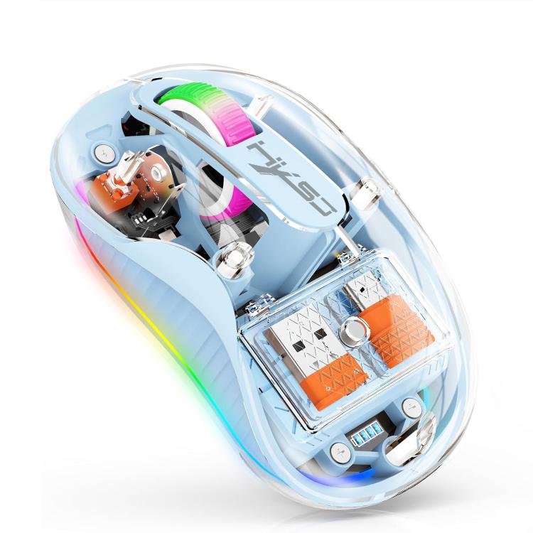 HXSJ M333 Three Modes Transparent Wireless Mouse(Blue) - Wireless Mice by HXSJ | Online Shopping UK | buy2fix