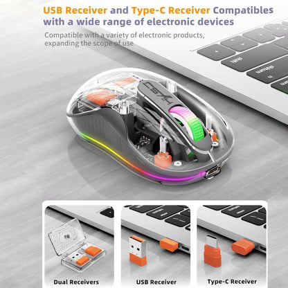 HXSJ M333 Three Modes Transparent Wireless Mouse(Space Grey) - Wireless Mice by HXSJ | Online Shopping UK | buy2fix