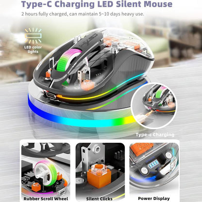 HXSJ M333 Three Modes Transparent Wireless Mouse(Blue) - Wireless Mice by HXSJ | Online Shopping UK | buy2fix