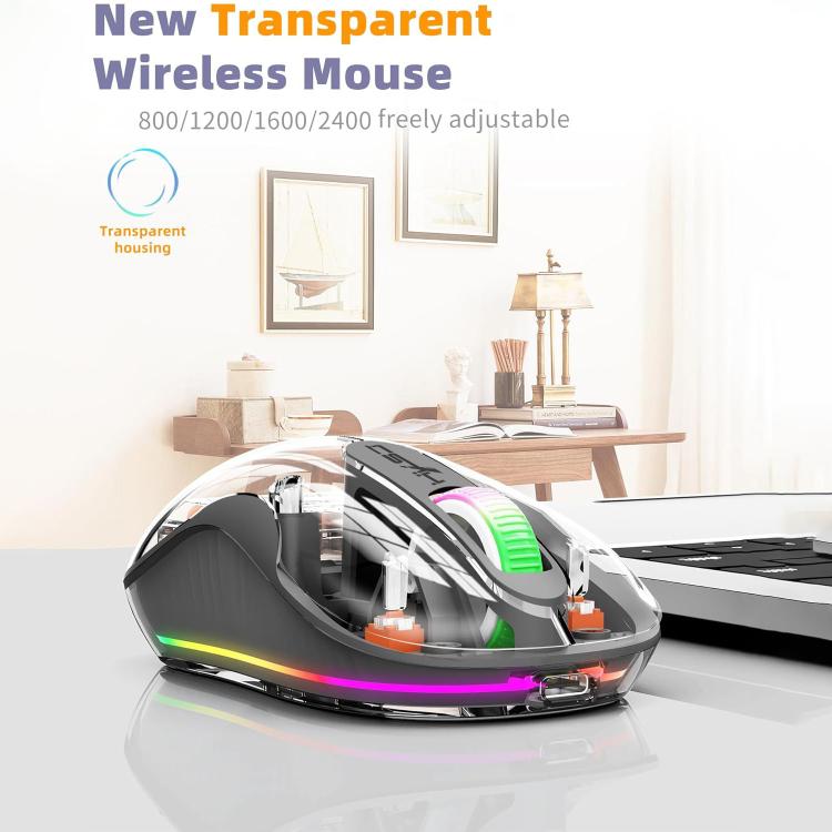HXSJ M333 Three Modes Transparent Wireless Mouse(Blue) - Wireless Mice by HXSJ | Online Shopping UK | buy2fix