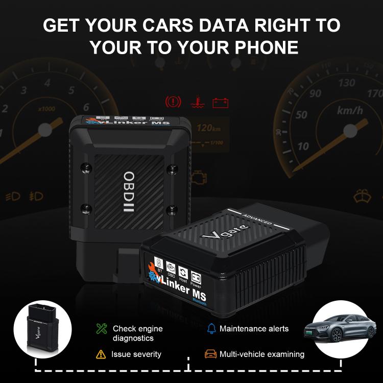 Vgate vLinker MS 12V / 24V Bluetooth Car OBD2 Scanner(Black) - Code Readers & Scan Tools by Vgate | Online Shopping UK | buy2fix
