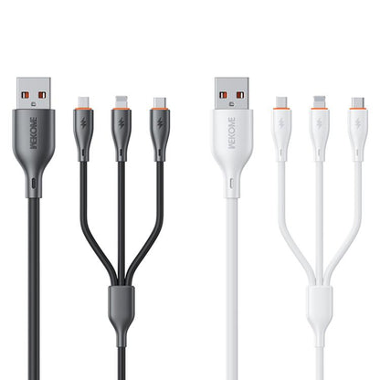 WK WDC-79 3 in 1 Kinkong Flash Series 1.2m 66W PVC Fast Charging Data Cable, Interface:USB to Type-C+8 Pin+Micro(Black) - Multifunctional Cable by WK | Online Shopping UK | buy2fix