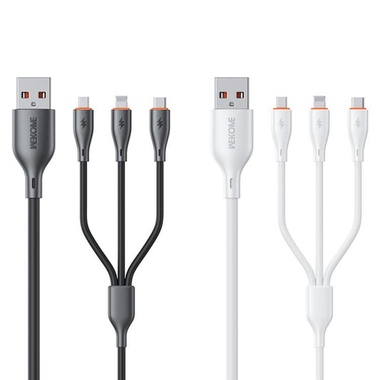 WK WDC-79 3 in 1 Kinkong Flash Series 1.2m 66W PVC Fast Charging Data Cable, Interface:USB to Type-C+8 Pin+Micro(Black) - Multifunctional Cable by WK | Online Shopping UK | buy2fix