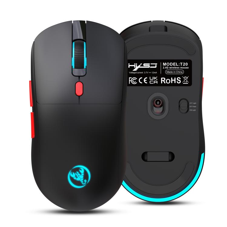 HXSJ T20 2.4GHz Rechargeable Wireless Mouse(Black) - Wireless Mice by HXSJ | Online Shopping UK | buy2fix