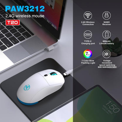 HXSJ T20 2.4GHz Rechargeable Wireless Mouse(White) - Wireless Mice by HXSJ | Online Shopping UK | buy2fix