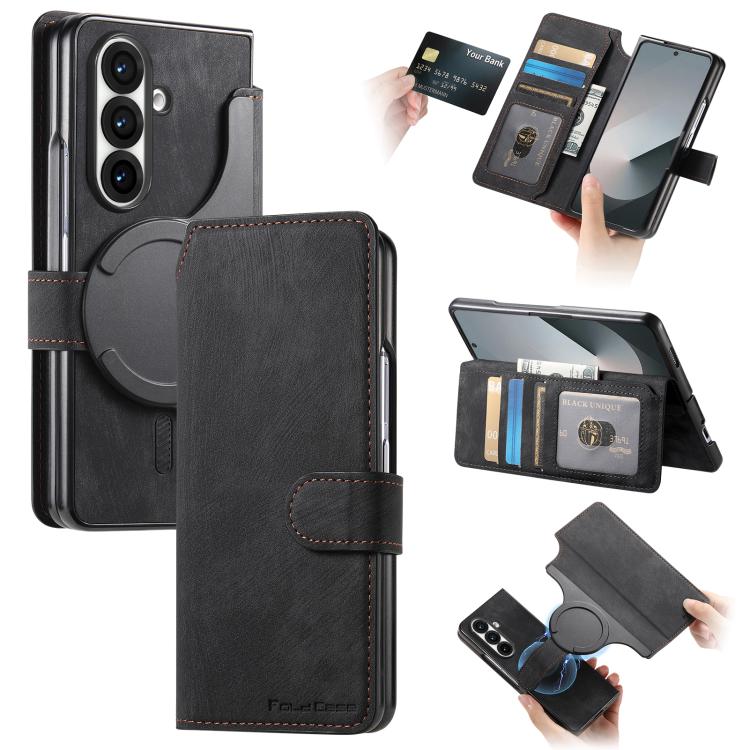 For Samsung Galax Z Fold7 5G CaseNeo MagSafe RFID Anti-theft Retro Leather Phone Case(Black) - Galaxy Z Fold7 5G Cases by CaseNeo | Online Shopping UK | buy2fix