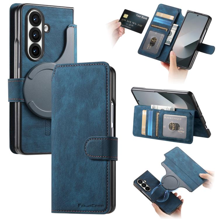 For Samsung Galax Z Fold7 5G CaseNeo MagSafe RFID Anti-theft Retro Leather Phone Case(Blue) - Galaxy Z Fold7 5G Cases by CaseNeo | Online Shopping UK | buy2fix