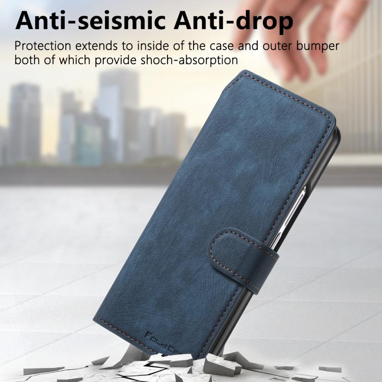 For Samsung Galax Z Fold7 5G CaseNeo MagSafe RFID Anti-theft Retro Leather Phone Case(Blue) - Galaxy Z Fold7 5G Cases by CaseNeo | Online Shopping UK | buy2fix