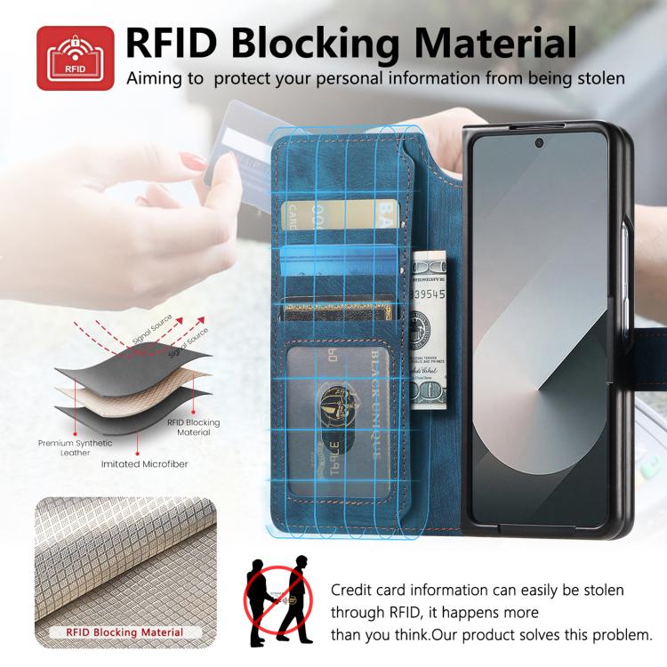 For Samsung Galax Z Fold7 5G CaseNeo MagSafe RFID Anti-theft Retro Leather Phone Case(Blue) - Galaxy Z Fold7 5G Cases by CaseNeo | Online Shopping UK | buy2fix