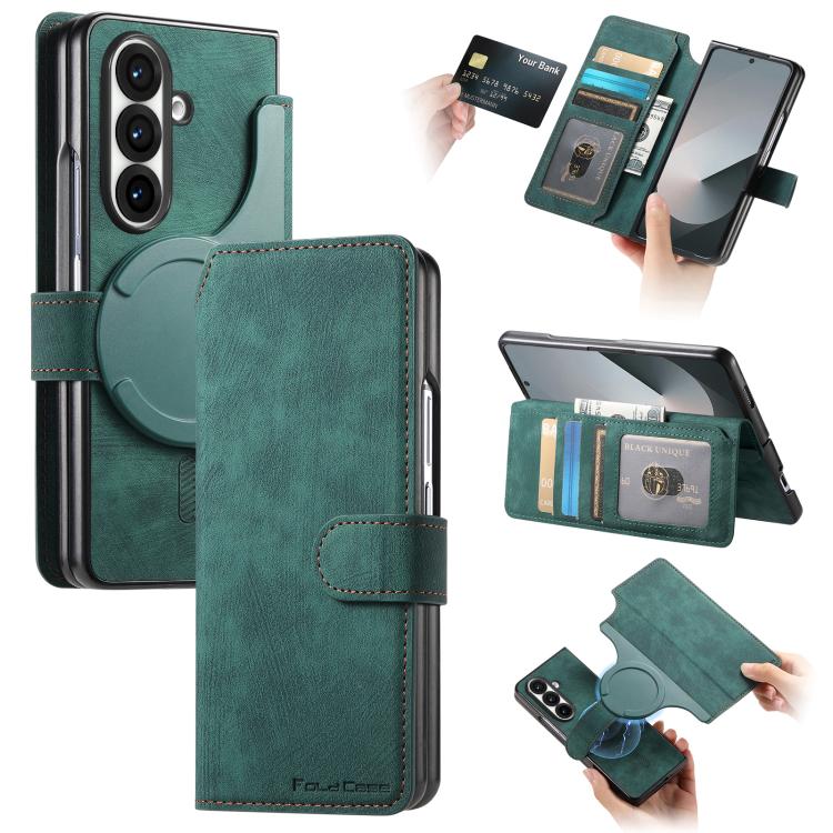 For Samsung Galax Z Fold7 5G CaseNeo MagSafe RFID Anti-theft Retro Leather Phone Case(Green) - Galaxy Z Fold7 5G Cases by CaseNeo | Online Shopping UK | buy2fix