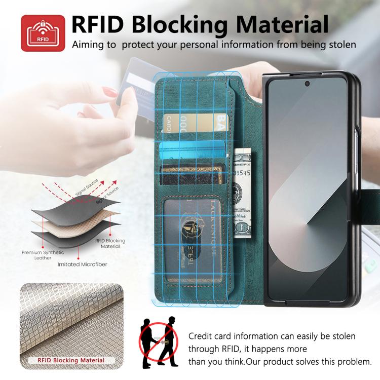 For Samsung Galax Z Fold7 5G CaseNeo MagSafe RFID Anti-theft Retro Leather Phone Case(Green) - Galaxy Z Fold7 5G Cases by CaseNeo | Online Shopping UK | buy2fix