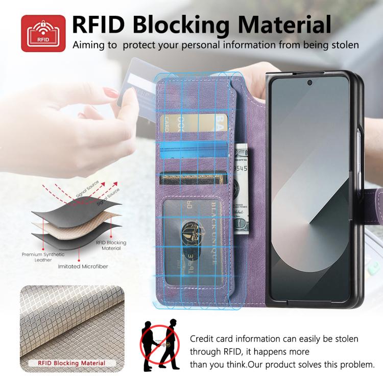 For Samsung Galax Z Fold7 5G CaseNeo MagSafe RFID Anti-theft Retro Leather Phone Case(Purple) - Galaxy Z Fold7 5G Cases by CaseNeo | Online Shopping UK | buy2fix