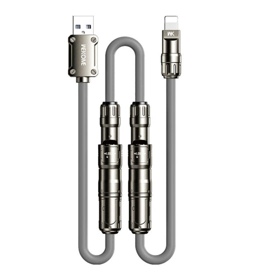 WK WDC-77 Convertible 3 in 1 240W Ultra-Fast ChargingTrue Silicone Data Cable, Interface:6 in 1(Gray)