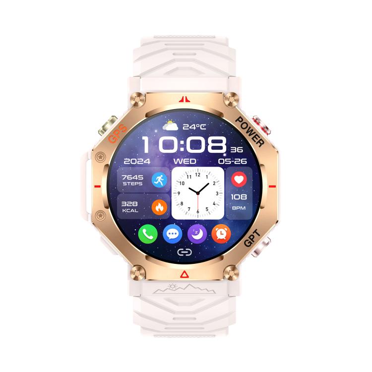 KC91 1.39 inch IPS Screen 3ATM Outdoor GPS Smart Watch with Flashlight(Pink) - Smart Watches by buy2fix | Online Shopping UK | buy2fix