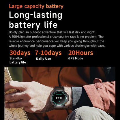 KC91 1.39 inch IPS Screen 3ATM Outdoor GPS Smart Watch with Flashlight(Camouflage) - Smart Watches by buy2fix | Online Shopping UK | buy2fix