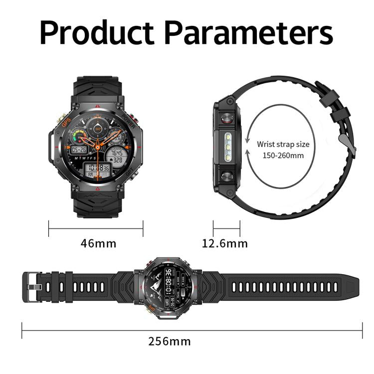 KC91 1.39 inch IPS Screen 3ATM Outdoor GPS Smart Watch with Flashlight(Pink) - Smart Watches by buy2fix | Online Shopping UK | buy2fix