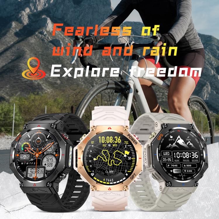KC91 1.39 inch IPS Screen 3ATM Outdoor GPS Smart Watch with Flashlight(Pink) - Smart Watches by buy2fix | Online Shopping UK | buy2fix