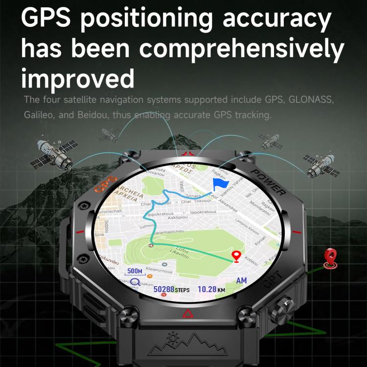 KC91 1.39 inch IPS Screen 3ATM Outdoor GPS Smart Watch with Flashlight(Pink) - Smart Watches by buy2fix | Online Shopping UK | buy2fix