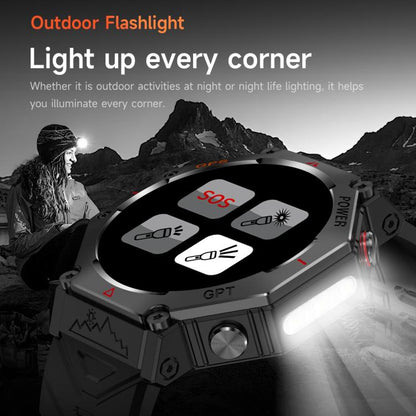 KC91 1.39 inch IPS Screen 3ATM Outdoor GPS Smart Watch with Flashlight(Pink) - Smart Watches by buy2fix | Online Shopping UK | buy2fix