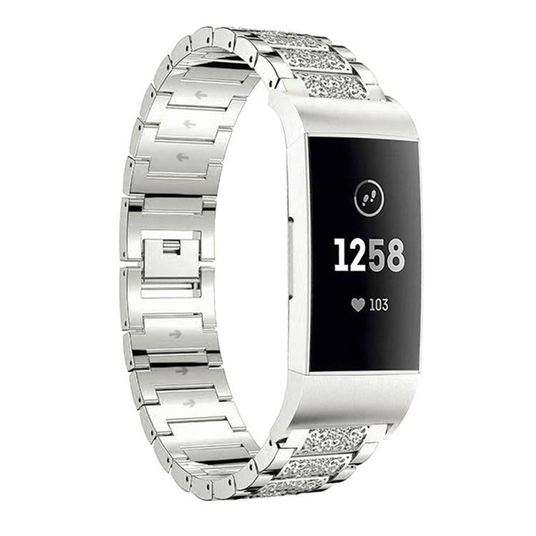 For Fitbit Charge 4 / 3 18mm xDfind Diamond Jewelry Stainless Steel Watch Band(Silver) - Watch Bands by xDfind | Online Shopping UK | buy2fix