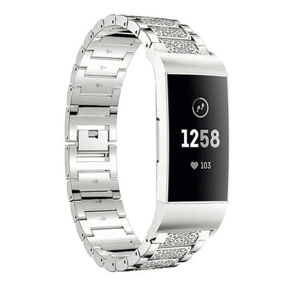 For Fitbit Charge 4 / 3 18mm xDfind Diamond Jewelry Stainless Steel Watch Band(Silver) - Watch Bands by xDfind | Online Shopping UK | buy2fix