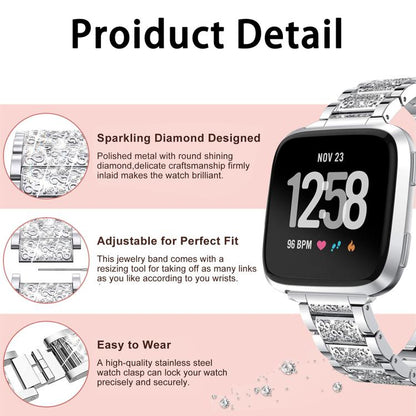For Fitbit Charge 4 / 3 18mm xDfind Diamond Jewelry Stainless Steel Watch Band(Silver) - Watch Bands by xDfind | Online Shopping UK | buy2fix