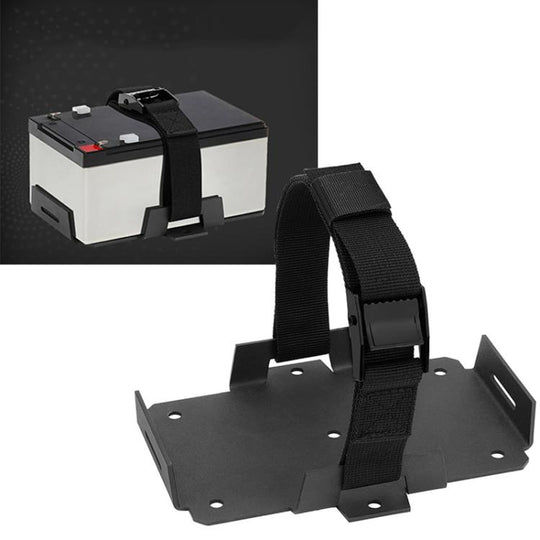 Aluminum Battery Tray Battery ?Fixed Bracket? for 12V/6V, 7-15AH Batteries with Adjustable Fixing Strap(Black)
