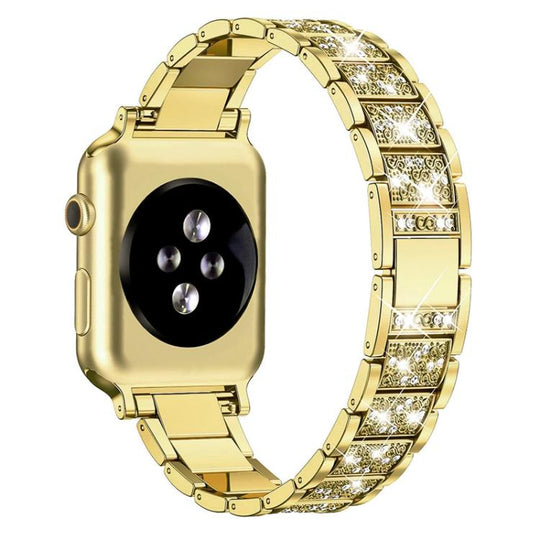 For Apple Watch 42 / 44 / 45 / 46 / 49mm xDfind Diamond Jewelry Stainless Steel Watch Band(Gold)