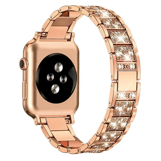 For Apple Watch 42 / 44 / 45 / 46 / 49mm xDfind Diamond Jewelry Stainless Steel Watch Band(Rose Gold)