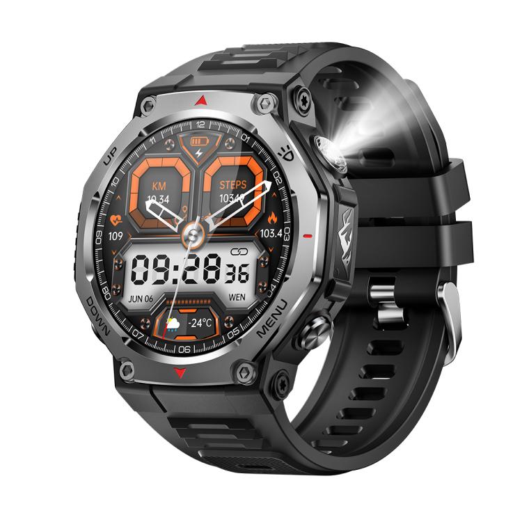 KT85 1.43 inch Screen 5ATM Outdoor Sports Smart Watch with Strong Flashlight(Black) - Smart Watches by buy2fix | Online Shopping UK | buy2fix