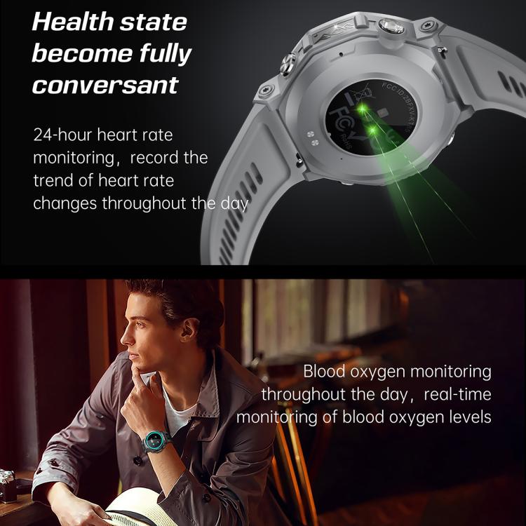 KT85 1.43 inch Screen 5ATM Outdoor Sports Smart Watch with Strong Flashlight(Grey) - Smart Watches by buy2fix | Online Shopping UK | buy2fix