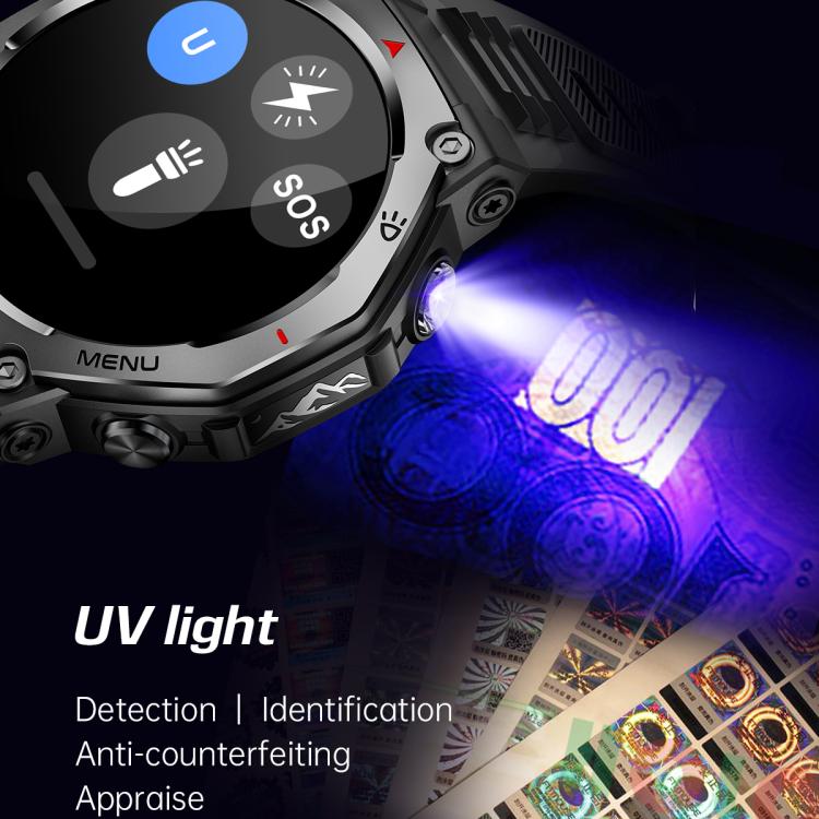 KT85 1.43 inch Screen 5ATM Outdoor Sports Smart Watch with Strong Flashlight(Black) - Smart Watches by buy2fix | Online Shopping UK | buy2fix