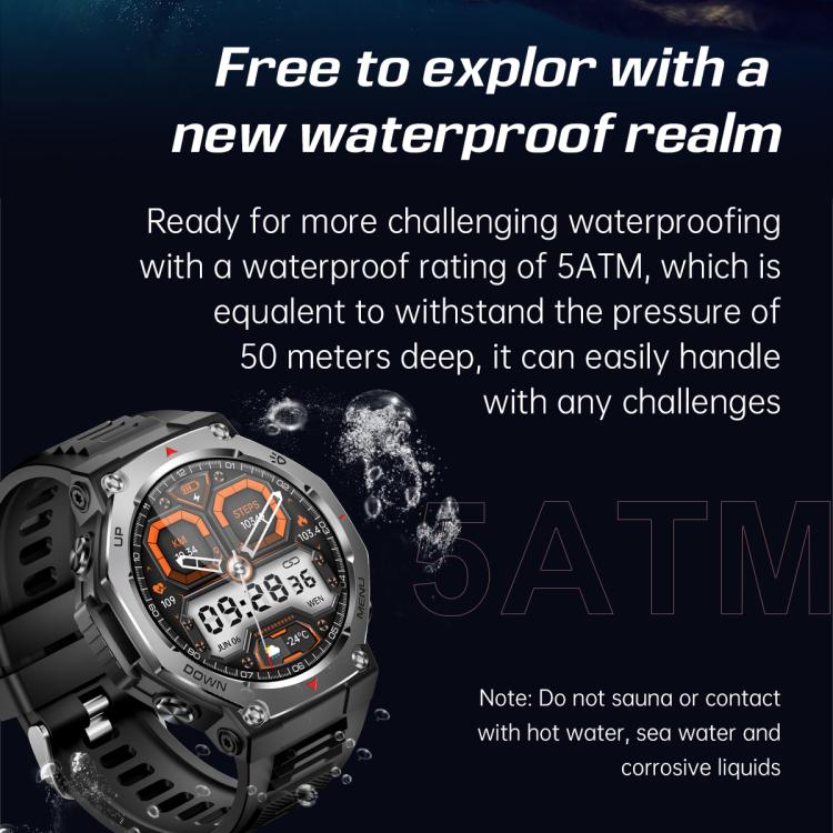 KT85 1.43 inch Screen 5ATM Outdoor Sports Smart Watch with Strong Flashlight(Black) - Smart Watches by buy2fix | Online Shopping UK | buy2fix