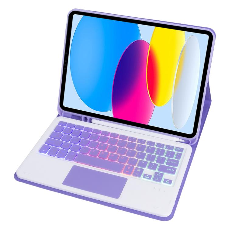 For iPad 11 2025 / 10th Gen 10.9 2022 A10B-AS Backlight Bluetooth Touch Keyboard Leather Tablet Case with Pen Slot(Purple) - Universal by buy2fix | Online Shopping UK | buy2fix