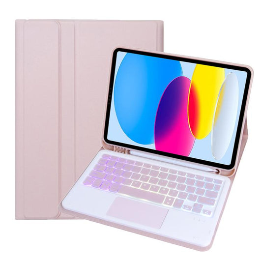 For iPad 11 2025 / 10th Gen 10.9 2022 A10B-AS Backlight Bluetooth Touch Keyboard Leather Tablet Case with Pen Slot(Pink) - Universal by buy2fix | Online Shopping UK | buy2fix