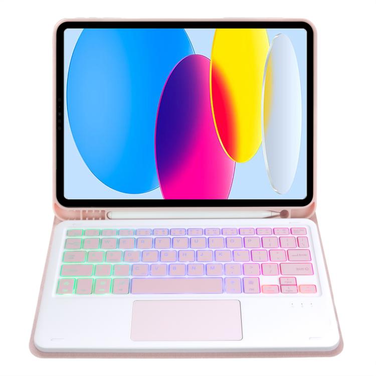 For iPad 11 2025 / 10th Gen 10.9 2022 A10B-AS Backlight Bluetooth Touch Keyboard Leather Tablet Case with Pen Slot(Pink) - Universal by buy2fix | Online Shopping UK | buy2fix