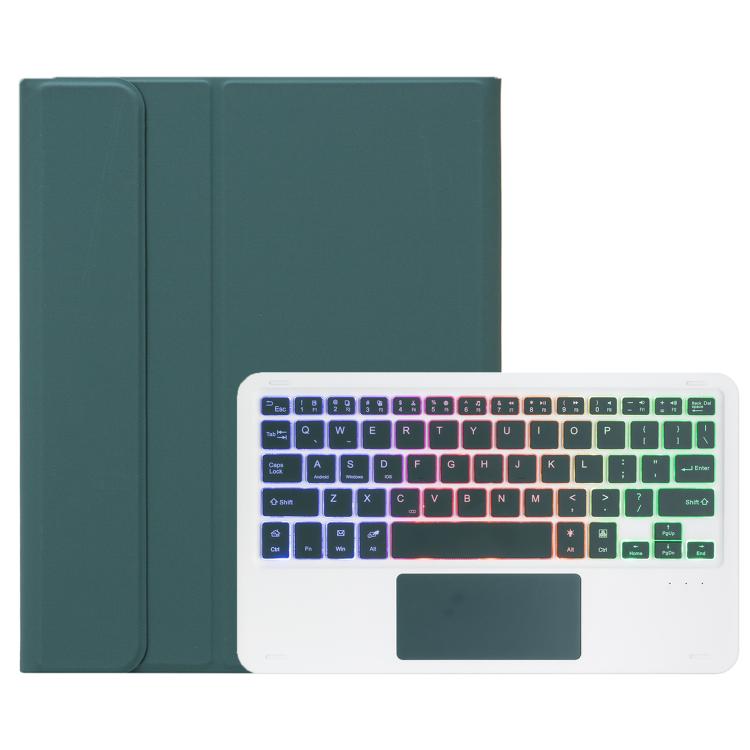 For iPad 11 2025 / 10th Gen 10.9 2022 A10B-AS Backlight Bluetooth Touch Keyboard Leather Tablet Case with Pen Slot(Dark Green) - Universal by buy2fix | Online Shopping UK | buy2fix