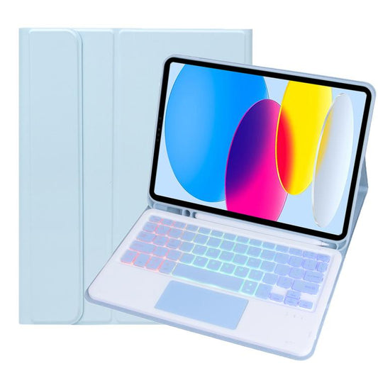 For iPad 11 2025 / 10th Gen 10.9 2022 A10B-AS Backlight Bluetooth Touch Keyboard Leather Tablet Case with Pen Slot(Blue) - Universal by buy2fix | Online Shopping UK | buy2fix