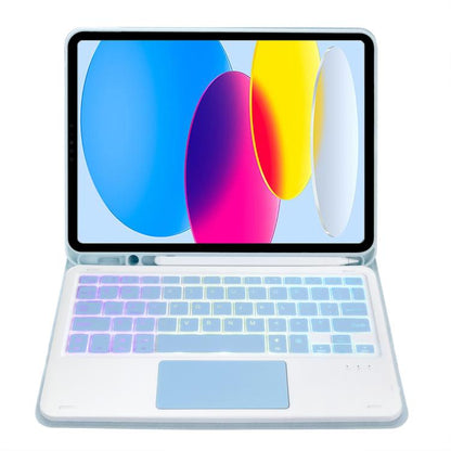 For iPad 11 2025 / 10th Gen 10.9 2022 A10B-AS Backlight Bluetooth Touch Keyboard Leather Tablet Case with Pen Slot(Blue) - Universal by buy2fix | Online Shopping UK | buy2fix