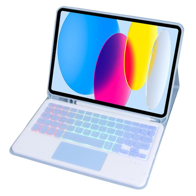 For iPad 11 2025 / 10th Gen 10.9 2022 A10B-AS Backlight Bluetooth Touch Keyboard Leather Tablet Case with Pen Slot(Blue) - Universal by buy2fix | Online Shopping UK | buy2fix