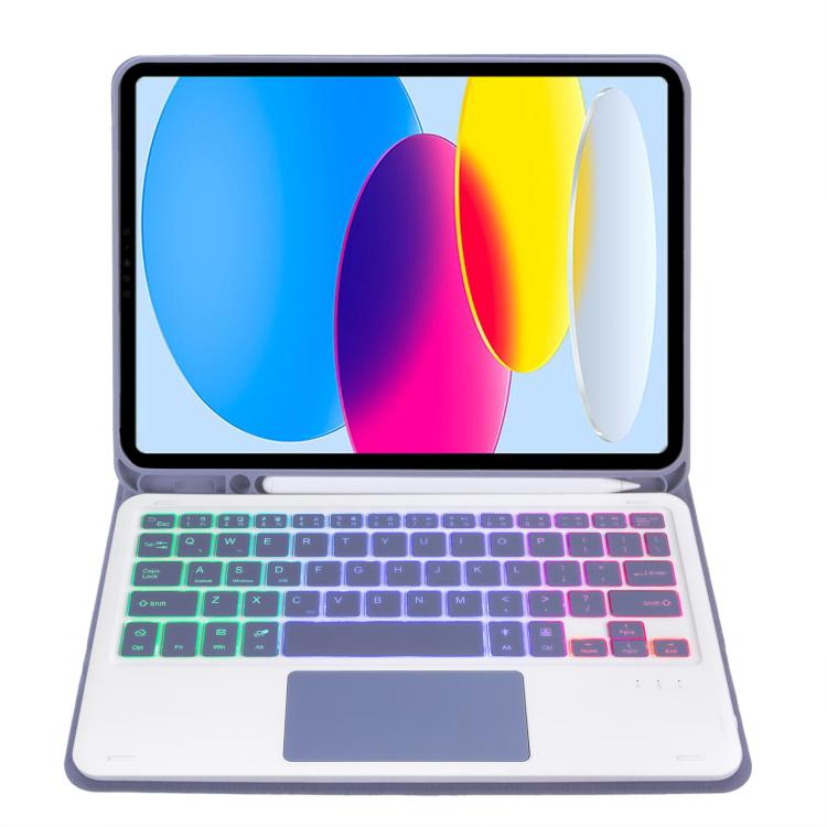 For iPad 11 2025 / 10th Gen 10.9 2022 A10B-AS Backlight Bluetooth Touch Keyboard Leather Tablet Case with Pen Slot(Dark Purple) - Universal by buy2fix | Online Shopping UK | buy2fix