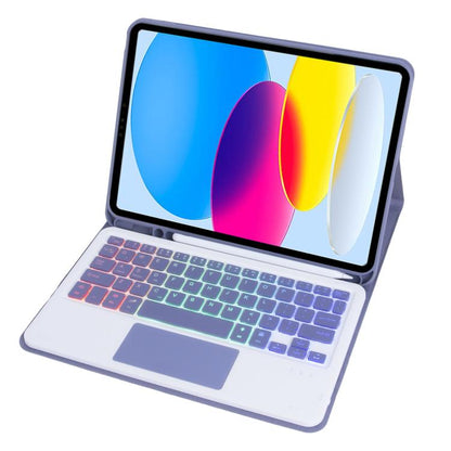 For iPad 11 2025 / 10th Gen 10.9 2022 A10B-AS Backlight Bluetooth Touch Keyboard Leather Tablet Case with Pen Slot(Dark Purple) - Universal by buy2fix | Online Shopping UK | buy2fix