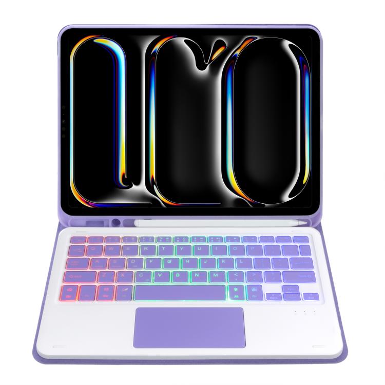 For iPad Pro 11 2024 A13B-AS Backlight Bluetooth Touch Keyboard Leather Tablet Case with Pen Slot(Purple) - For iPad Pro by buy2fix | Online Shopping UK | buy2fix