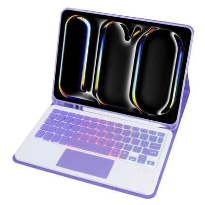 For iPad Pro 11 2024 A13B-AS Backlight Bluetooth Touch Keyboard Leather Tablet Case with Pen Slot(Purple) - For iPad Pro by buy2fix | Online Shopping UK | buy2fix