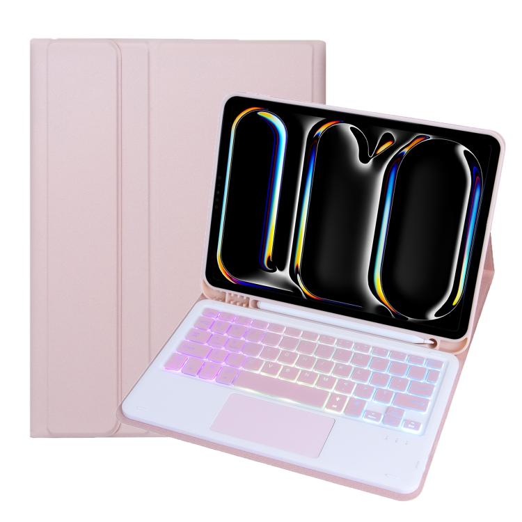 For iPad Pro 11 2024 A13B-AS Backlight Bluetooth Touch Keyboard Leather Tablet Case with Pen Slot(Pink) - For iPad Pro by buy2fix | Online Shopping UK | buy2fix