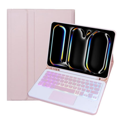 For iPad Pro 11 2024 A13B-AS Backlight Bluetooth Touch Keyboard Leather Tablet Case with Pen Slot(Pink) - For iPad Pro by buy2fix | Online Shopping UK | buy2fix