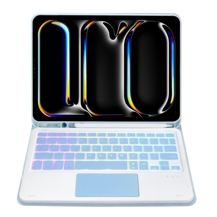 For iPad Pro 11 2024 A13B-AS Backlight Bluetooth Touch Keyboard Leather Tablet Case with Pen Slot(Blue) - For iPad Pro by buy2fix | Online Shopping UK | buy2fix