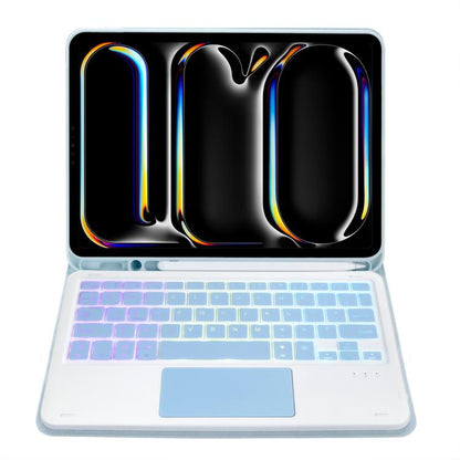 For iPad Pro 11 2024 A13B-AS Backlight Bluetooth Touch Keyboard Leather Tablet Case with Pen Slot(Blue) - For iPad Pro by buy2fix | Online Shopping UK | buy2fix